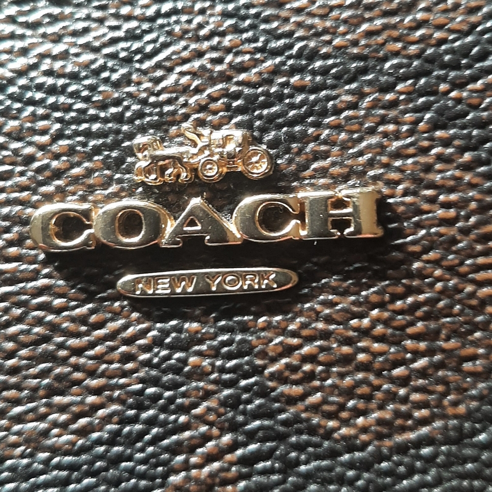 COACH - Women's Slim Bifold Canvas Signature Snap Wallet (Brown and Black) - Picture 2 of 8
